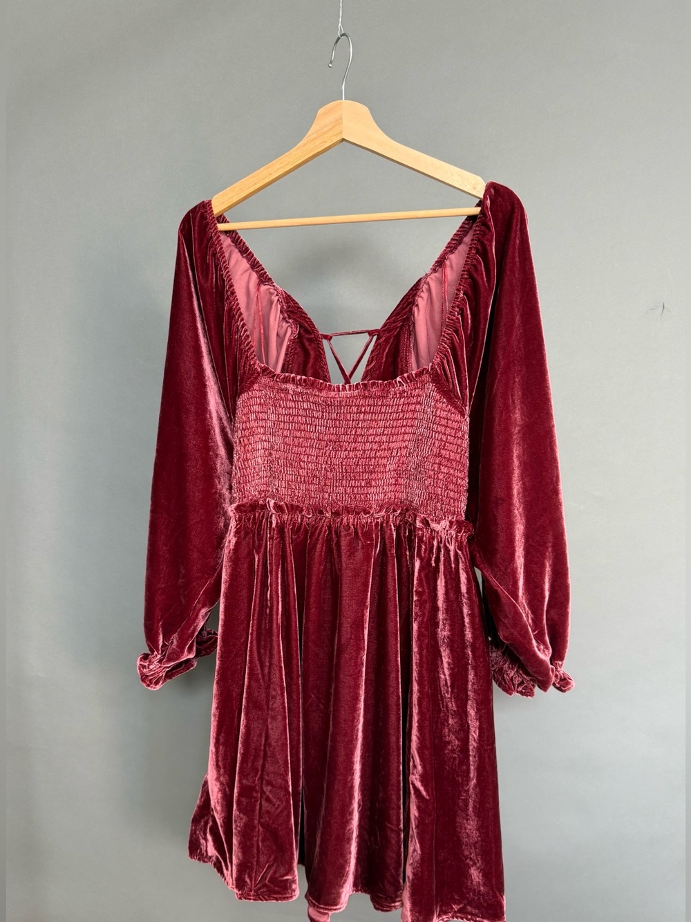 Free People Roan Rouge Velvet Mini Dress NWT L